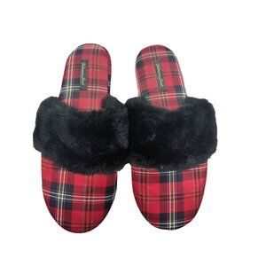 Victoria's Secret Red Plaid Slippers‎ Size Medium